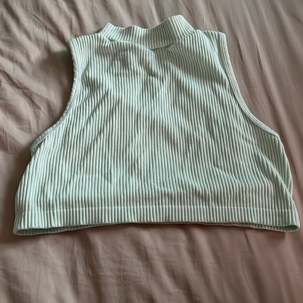 Aeropostale Pastel Green High Neck Sleeveless Crop Top